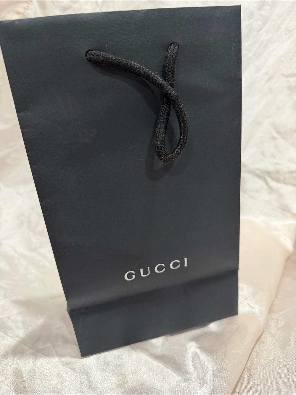 Gucci Black Logo Paper Gift Bag with Rope Handles